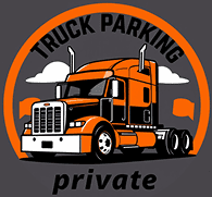 Orange truck illustration, "Truck Parking Private".