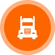 Truck icon in orange circular badge.