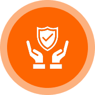 Hands holding a shield, security icon.